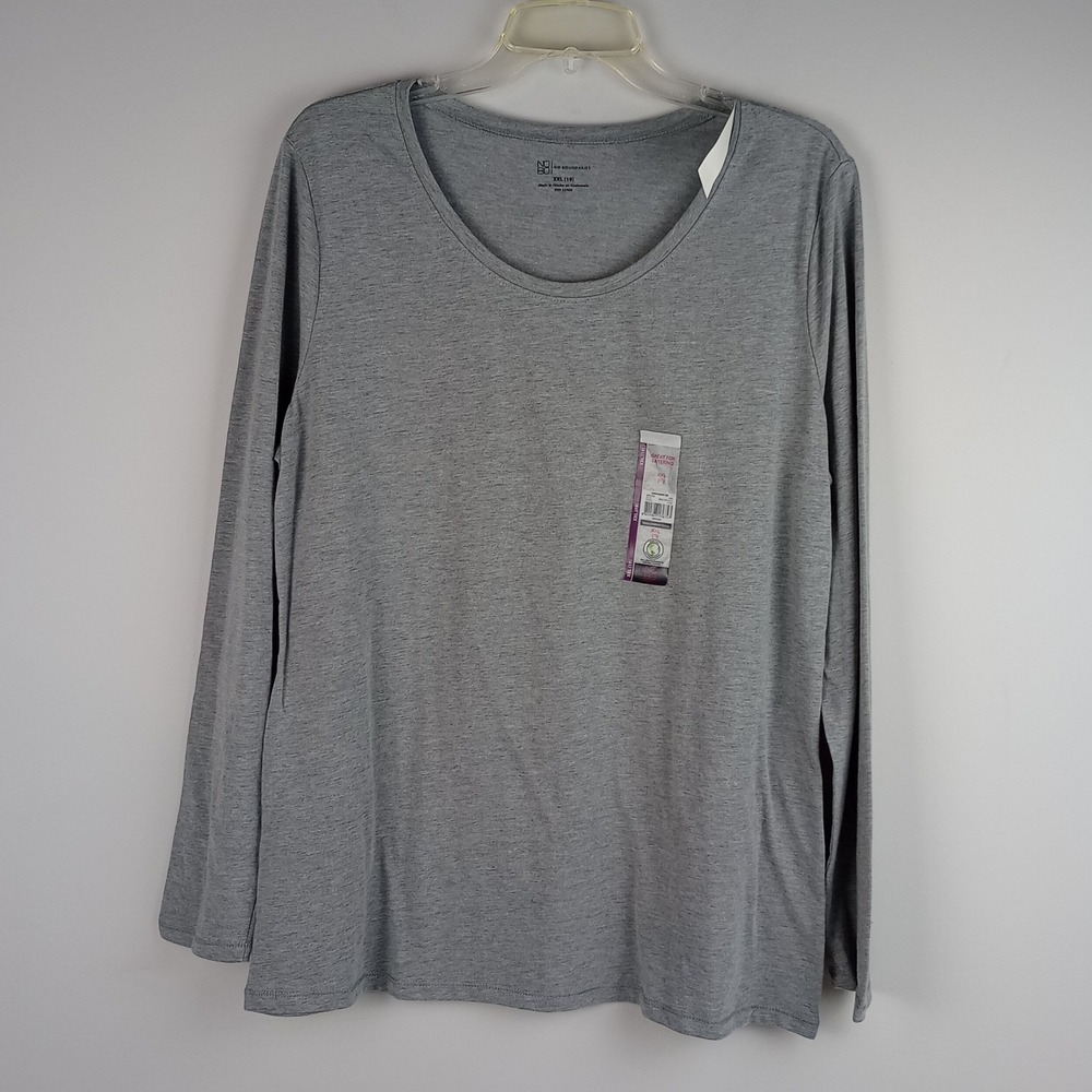 NWT No Boundaries Women XXL Grey Long Sleeve Layering Long Sleeve Tee